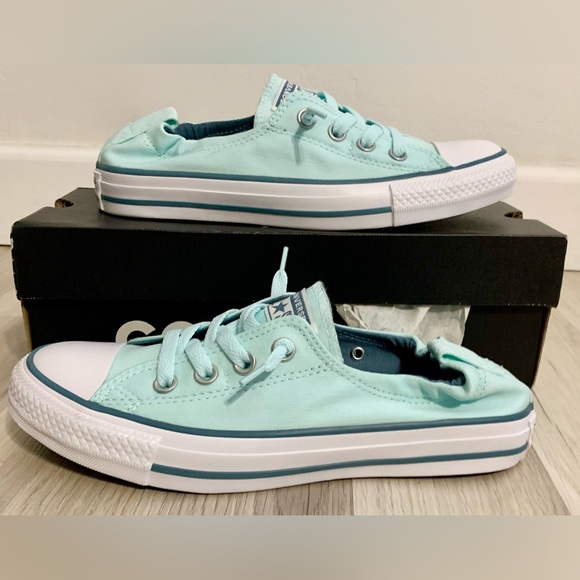 Converse sneakers women’s 7.5 low top shoreline slip mint green teal aqua canvas - Picture 5 of 8
